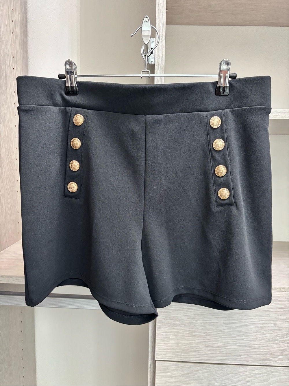 H&M High-Waist Shorts with Gold Button Detail